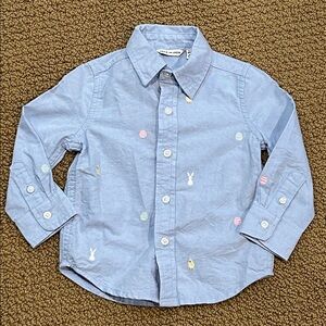 Janie and Jack The Embroidered Oxford Shirt Columbo Blue Bunny 12-18 mos Easter